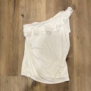 White House Black Market White Ruffle Top